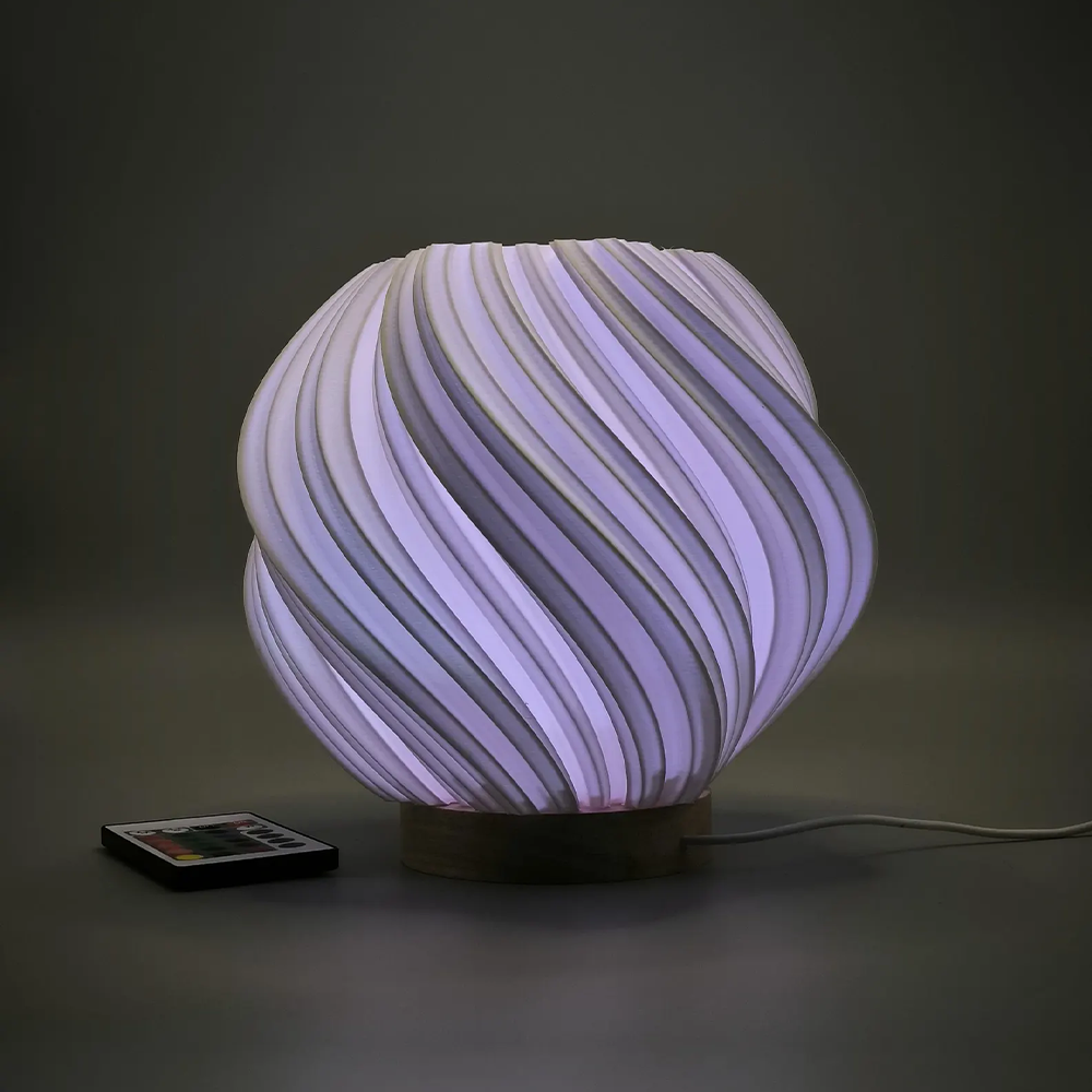 Spiral Fractal 3D Printed Table Lamp - Modern Eco-Friendly Night Light