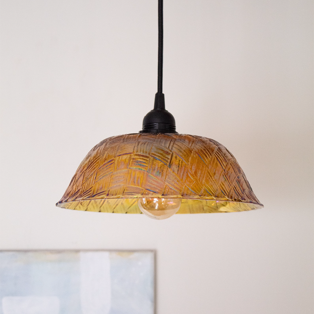 Vintage Carnival Glass Pendant Light