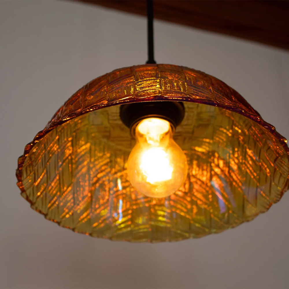 Vintage Carnival Glass Pendant Light